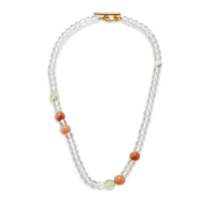 2-Piece Glass and Stone Beaded Necklace Set
