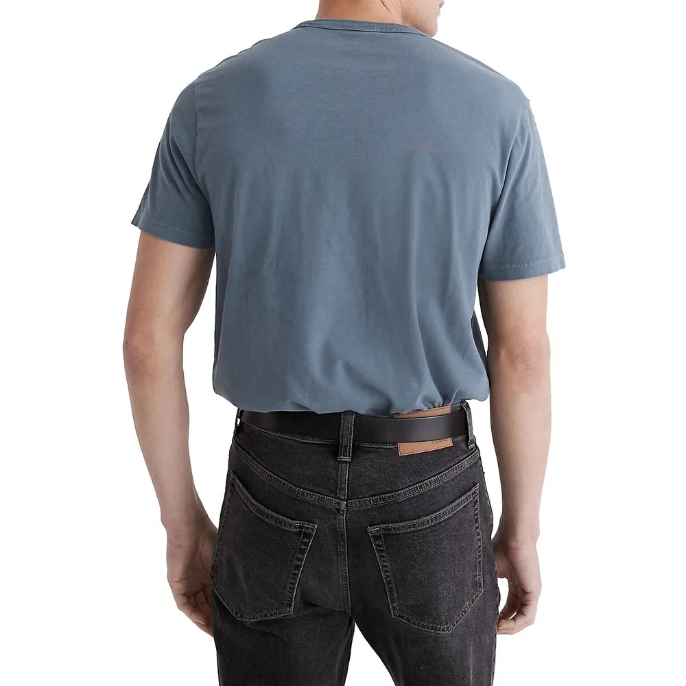 T-shirt en coton de coupe étroite à encolure ras du cou