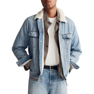Faux Shearling-Lined Classic Jean Jacket