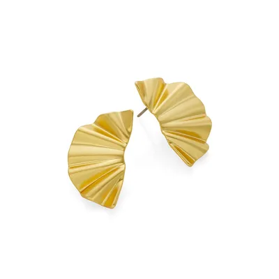 Goldplated Pleated Stud Earrings