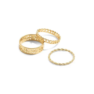 Set of 3 Goldplated Lace Stacking Ring