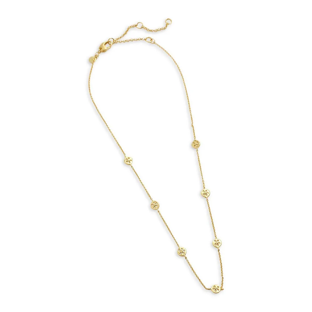 Goldplated Delicate Eyelet Station Necklace