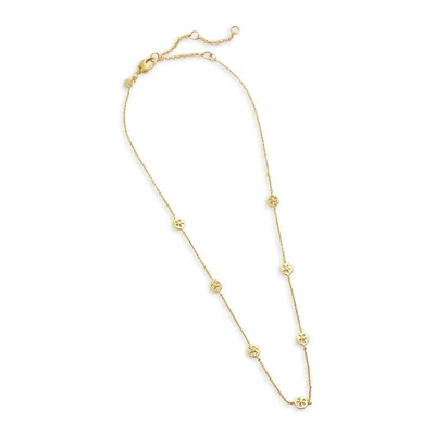 Goldplated Delicate Eyelet Station Necklace