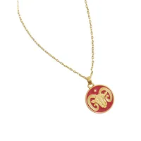 Goldtoplated & Enamel Aries Zodiac Pendant Necklace