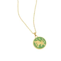 Goldplated & Enamel Taurus Zodiac Pendant Necklace