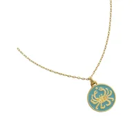 Goldplated & Enamel Cancer Zodiac Pendant Necklace