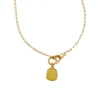 Stone Goldplated and Gemstone Pendant Necklace