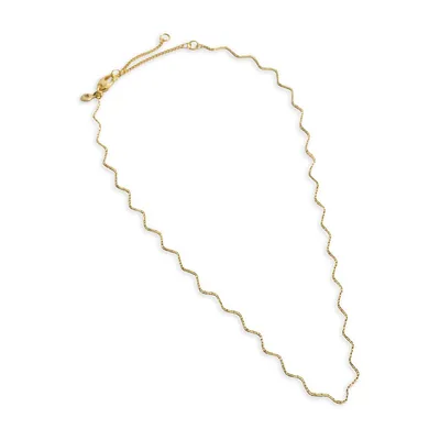 Goldplated Wavy Chain Necklace - 16-Inch