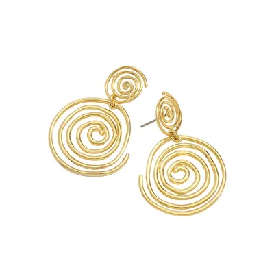 Goldtone Spiral Statement Drop Earrings