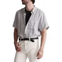 Linen Perfect Slim-Fit Short-Sleeve Striped Shirt