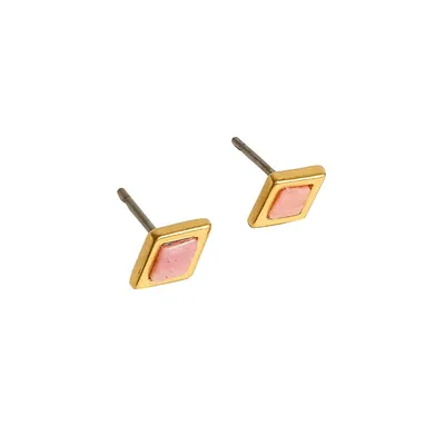 Goldplated & Amazonite Stud Earrings