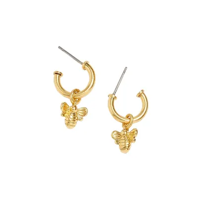 Goldplated Bee Huggie Hoop Earrings