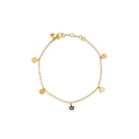 Goldplated & Enamel Floral Charm Anklet