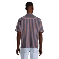Textured Stripe Camp Shirt