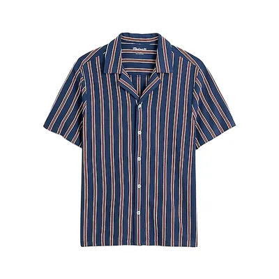 Textured Stripe Camp Shirt
