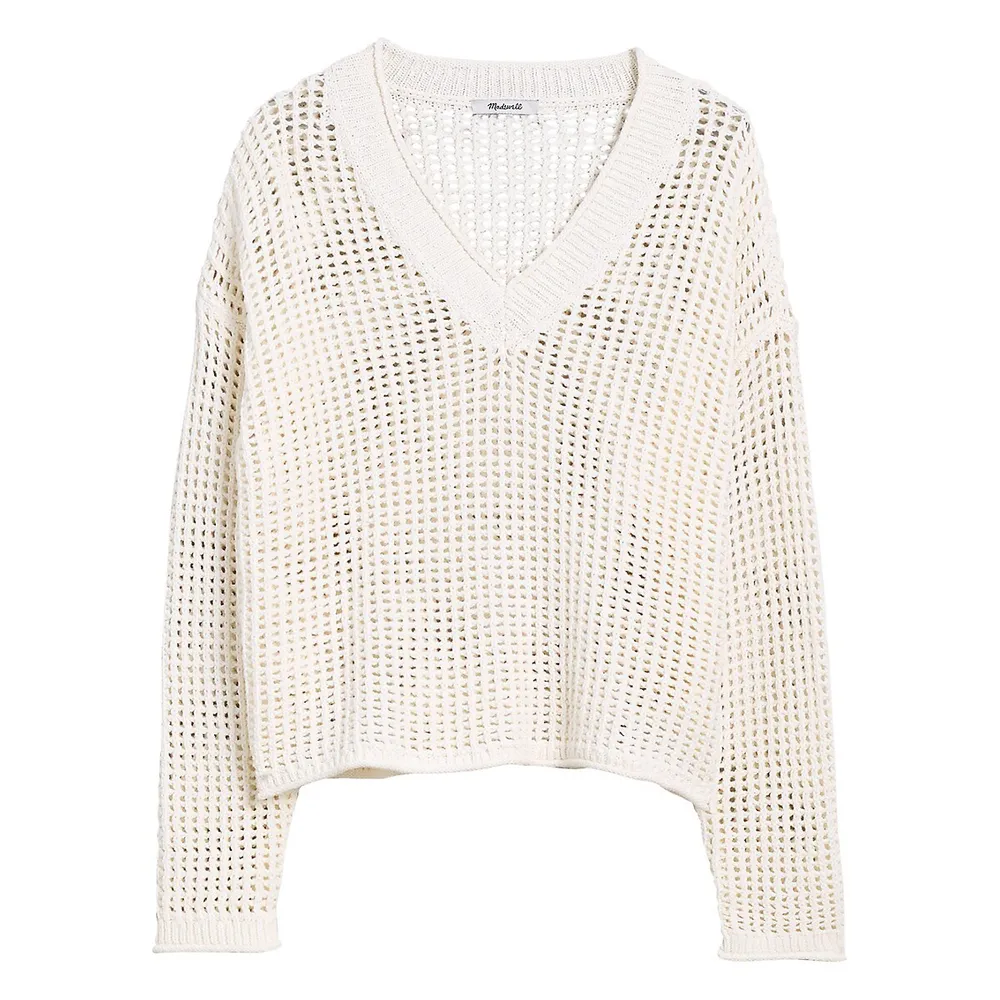 Open Knit Sweater White