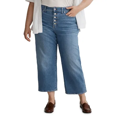 Plus The Curvy Perfect Vintage Ohlman Wash Wide-Leg Cropped Jeans