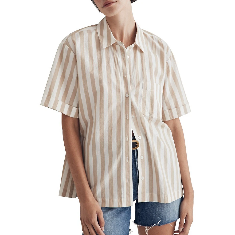 Chemise surdimensionnée à manches courtes en popeline emblématique