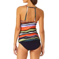 Sandy Waves Multi-Colour Striped Tankini