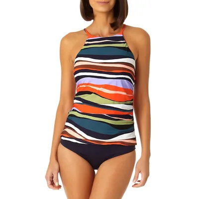 Sandy Waves Multi-Colour Striped Tankini