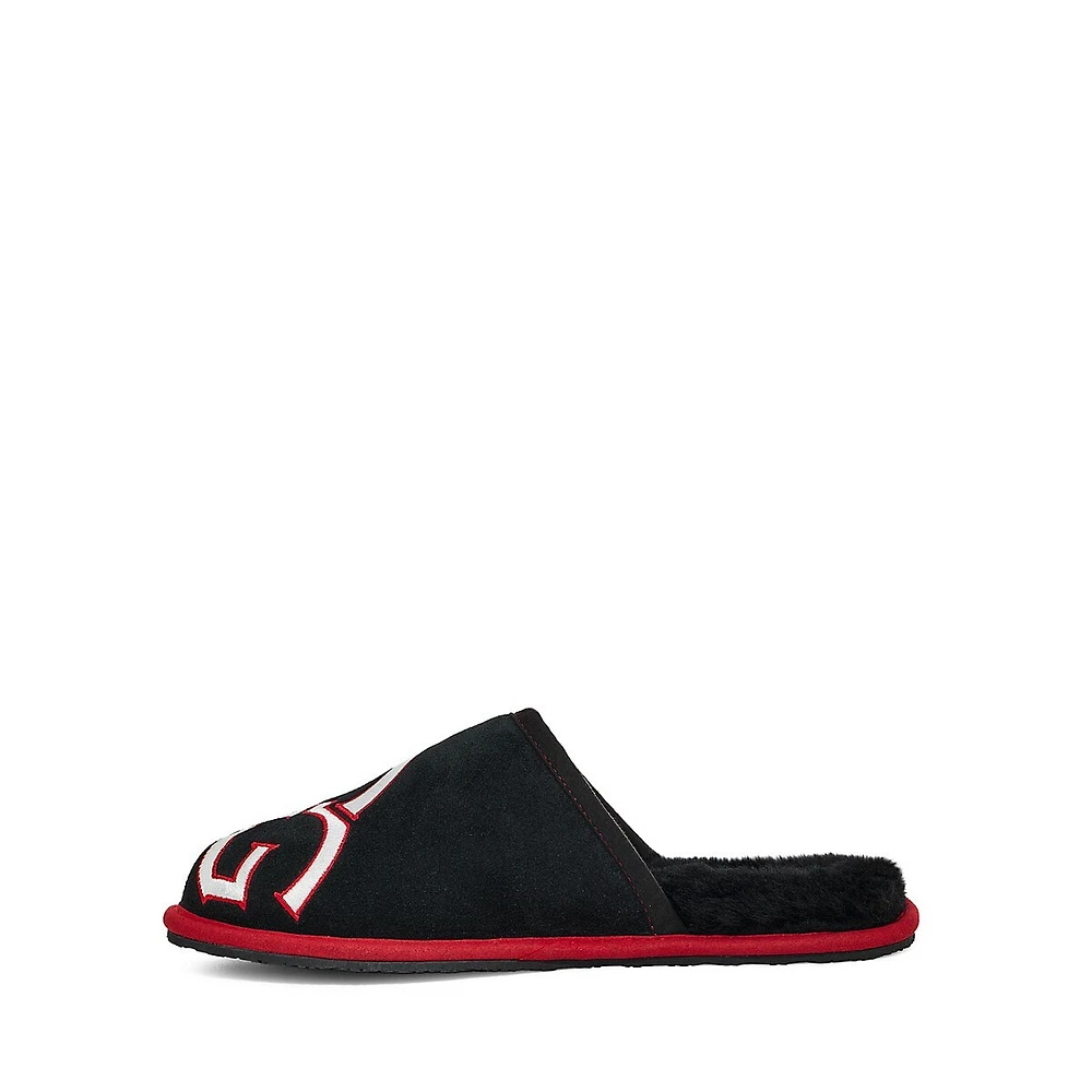 Men's Scuff Logo Suede & Sheepskin Slippers