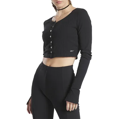 Long-Sleeve Cropped Ribbed Top