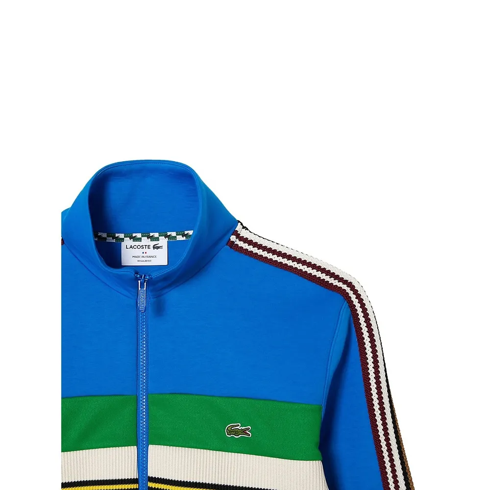 Colourblock Stripes & Crochet Tape Track Jacket