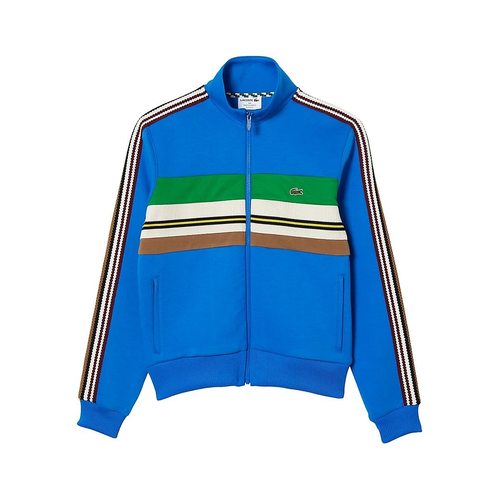 Colourblock Stripes & Crochet Tape Track Jacket