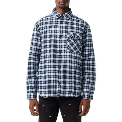 Quilted-Lining Plaid Shacket