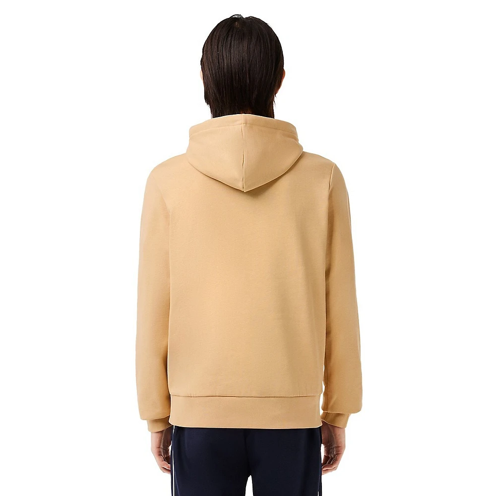 Organic Cotton-Blend Brushed-Fleece Hoodie