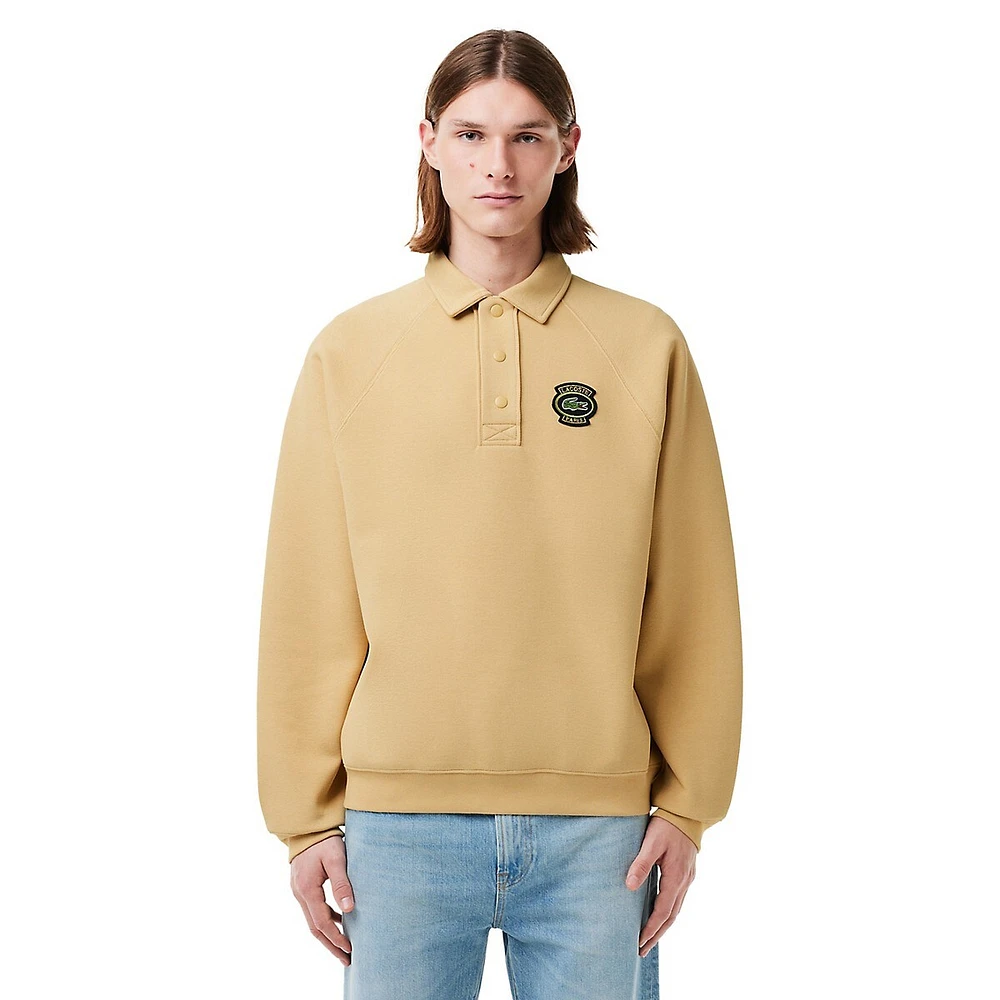 Loose-Fit Double-Face Piqué Logo Polo Sweatshirt