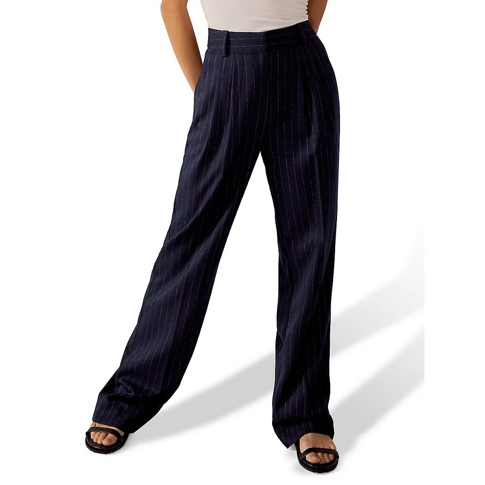 The Favorite Pleated Pinstriped Pant