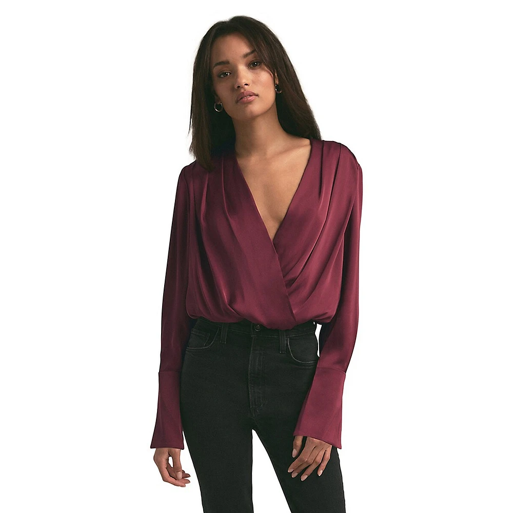 The Date Blouse Satin Wrap Bodysuit