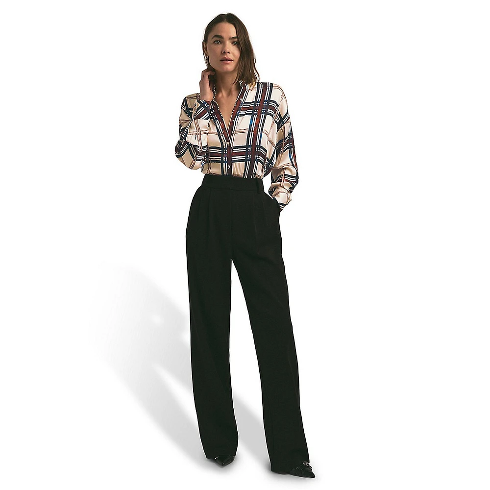 Ex-Boyfriend Check Satin Button-Up Shirt
