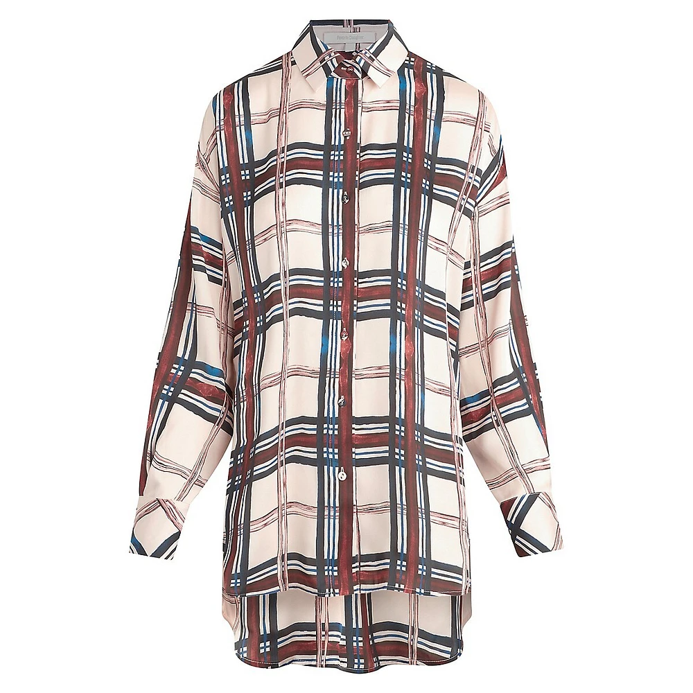 Ex-Boyfriend Check Satin Button-Up Shirt