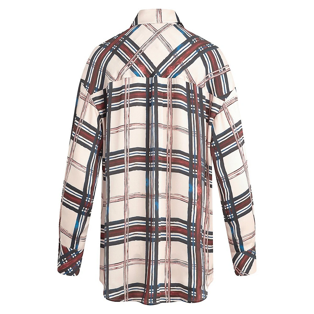 Ex-Boyfriend Check Satin Button-Up Shirt