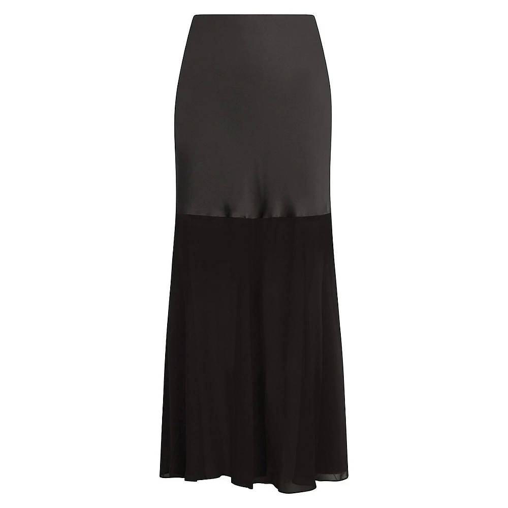 The Fancy Favorite Chiffon-Hem Fitted Midi Skirt