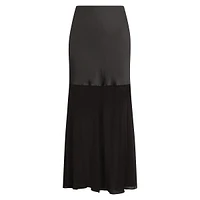 The Fancy Favorite Chiffon-Hem Fitted Midi Skirt