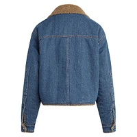 The Bridget Faux Shearling-Lined Denim Crop Jacket