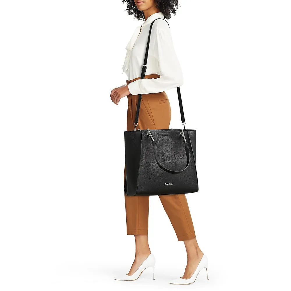  Calvin Klein Reyna North/South Tote, Almond/Taupe/Java :  Clothing, Shoes & Jewelry