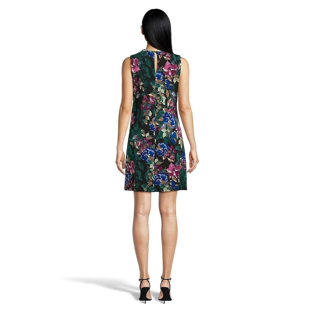 Sleeveless Floral-Jersey Mini Shift Dress