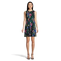 Sleeveless Floral-Jersey Mini Shift Dress