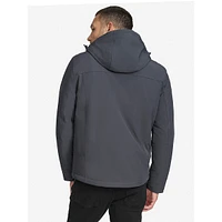 Veste softshell à capuche doublée de fausse peau mouton