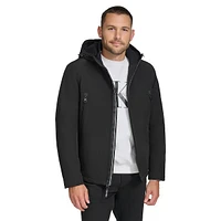 Veste softshell à capuche doublée de fausse peau mouton