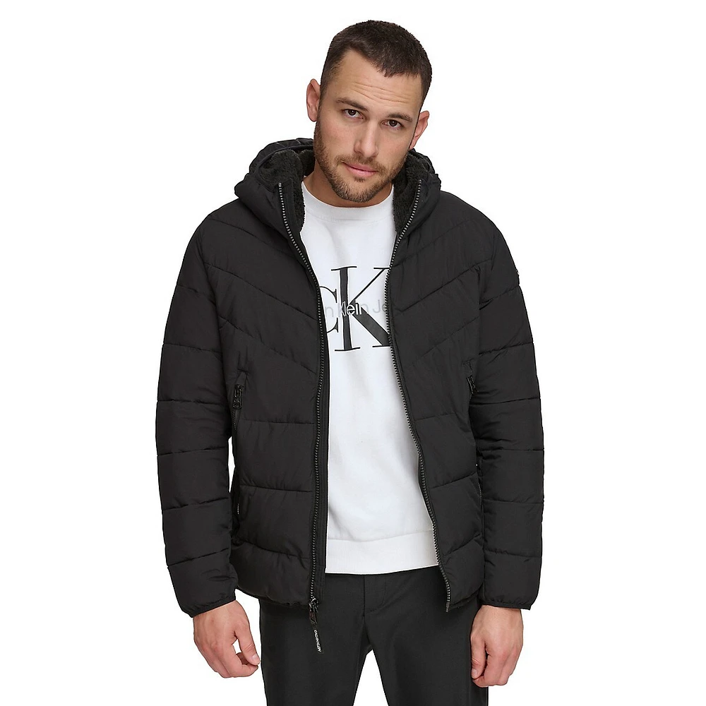 Hooded Stretch Puffer Jacket