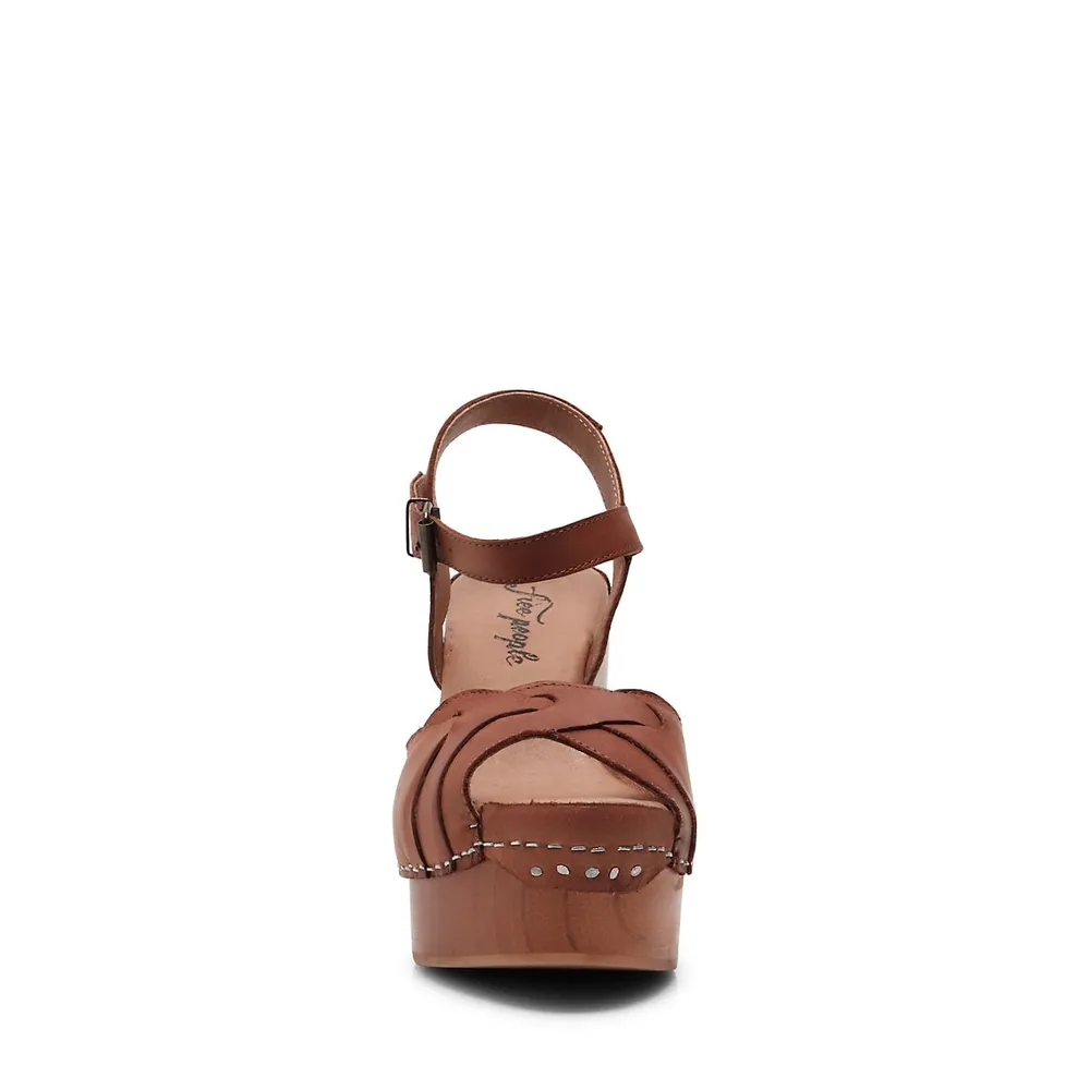 Orion Leather and Wood Platform Sandals