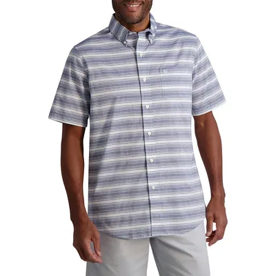 Striped Short-Sleeve Easy-Care Woven Shirt