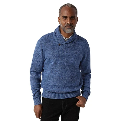 Shawl-Collar Textured Knit Sweater