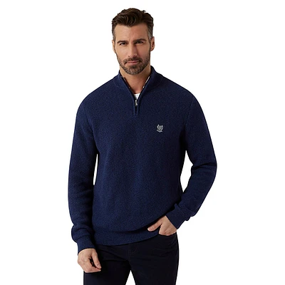 Honeycomb Quarter-Zip Mockneck Sweater