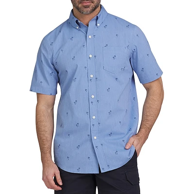 Printed Stretch Easy-Care Short-Sleeve Shirt
